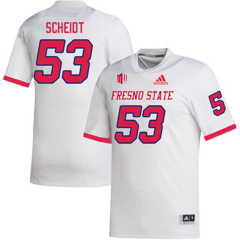 Men #53 Steven Scheidt Fresno State Bulldogs College Football Jerseys Stitched Sale-White